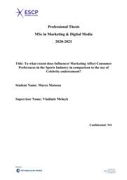 To what extent does Influencer Marketing Affect Consumer Preferences in the Sports Industry in comparison to the use of Celebrity endorsement? / Marco Matassa | 