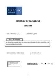 La réinsertion sociale dans le milieu carcéral peut-elle être identifiée à la reconversion professionnelle ? / Audrey ZENOUDA | 