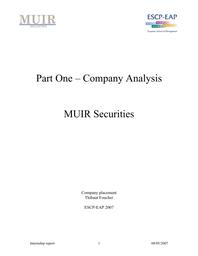 MUIR Securities Part 1 / 2007 Internship Report / Thibault Foucher | 