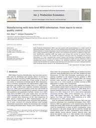 Manufacturing with item-level RFID information: From macro to micro quality control / Wei ZHOU, Selwyn PIRAMUTHU | ZHOU, Wei - Professeur à ESCP Business School. Author