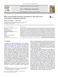 RFID and perishable inventory management with shelf-space and freshness dependent demand / Wei ZHOU, Selwyn PIRAMUTHU | ZHOU, Wei - Professeur à ESCP Business School. Author