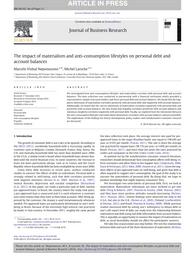 The impact of materialism and anti-consumption lifestyles on personal debt and account balance / Marcelo Vinhal NEPOMUCENO; Michel LAROCHE | Nepomuceno, Marcelo V. - Professeur à ESCP Europe. Author