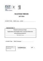 Emotions and luxury : Implications and insights from a consummer behaviour and marketing perspective, The Alessi's case / Anna Peron | 