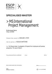 Pre-Merger phase: Investigation of Impacts from employees and business perspective. The case of Alstom / Caroline K. Etom | 