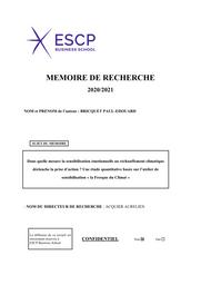 Dans quelle mesure la sensibilisation émotionnelle au réchauffement climatique déclenche la prise daction ? : Une étude quantitative basée sur latelier de sensibilisation « la Fresque du Climat » / Paul-Edouard BRICQUET | 
