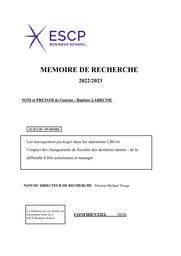 Les management packages dans les opérations LBO et l'impact des changements de fiscalité des dernières années : de la difficulté d'être actionnaire et manager / Baptiste Labrunie | 